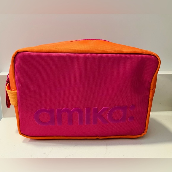 Amika Bold Pink & Orange Cosmetic Bag ๐ Travel Organizer ๐ - Picture 2 of 8